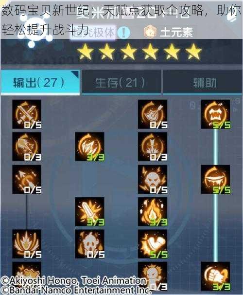 数码宝贝新世纪:天赋点获取全攻略,助你轻松提升战斗力