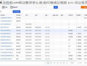 成品视频crm网站推荐怎么做,如何做成品视频 crm 网站推荐