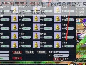 梦幻西游手游宝宝数量限制下的点杀策略研究：如何突破限制，实现战斗新突破