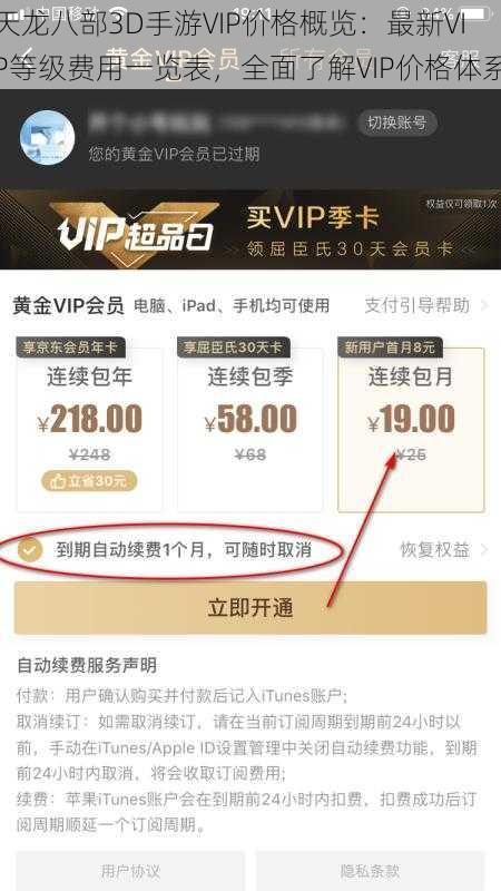 天龙八部3D手游VIP价格概览：最新VIP等级费用一览表，全面了解VIP价格体系