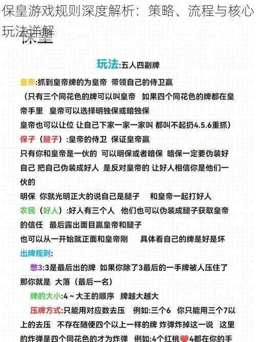 保皇游戏规则深度解析：策略、流程与核心玩法详解