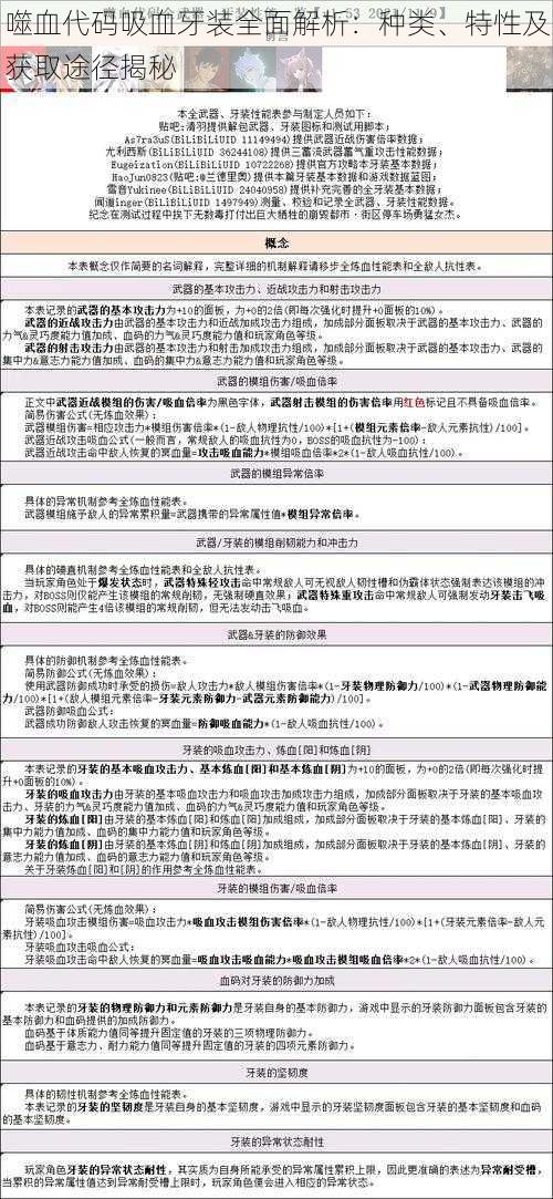 噬血代码吸血牙装全面解析：种类、特性及获取途径揭秘