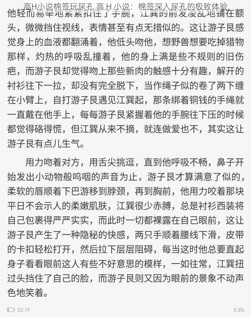 高H小说棉签玩尿孔 高 H 小说：棉签深入尿孔的极致体验