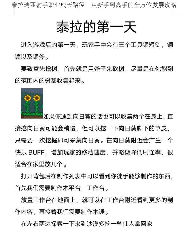 泰拉瑞亚射手职业成长路径：从新手到高手的全方位发展攻略