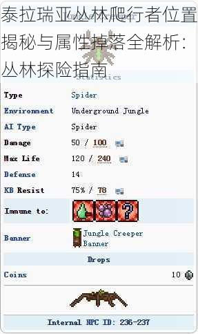 泰拉瑞亚丛林爬行者位置揭秘与属性掉落全解析：丛林探险指南