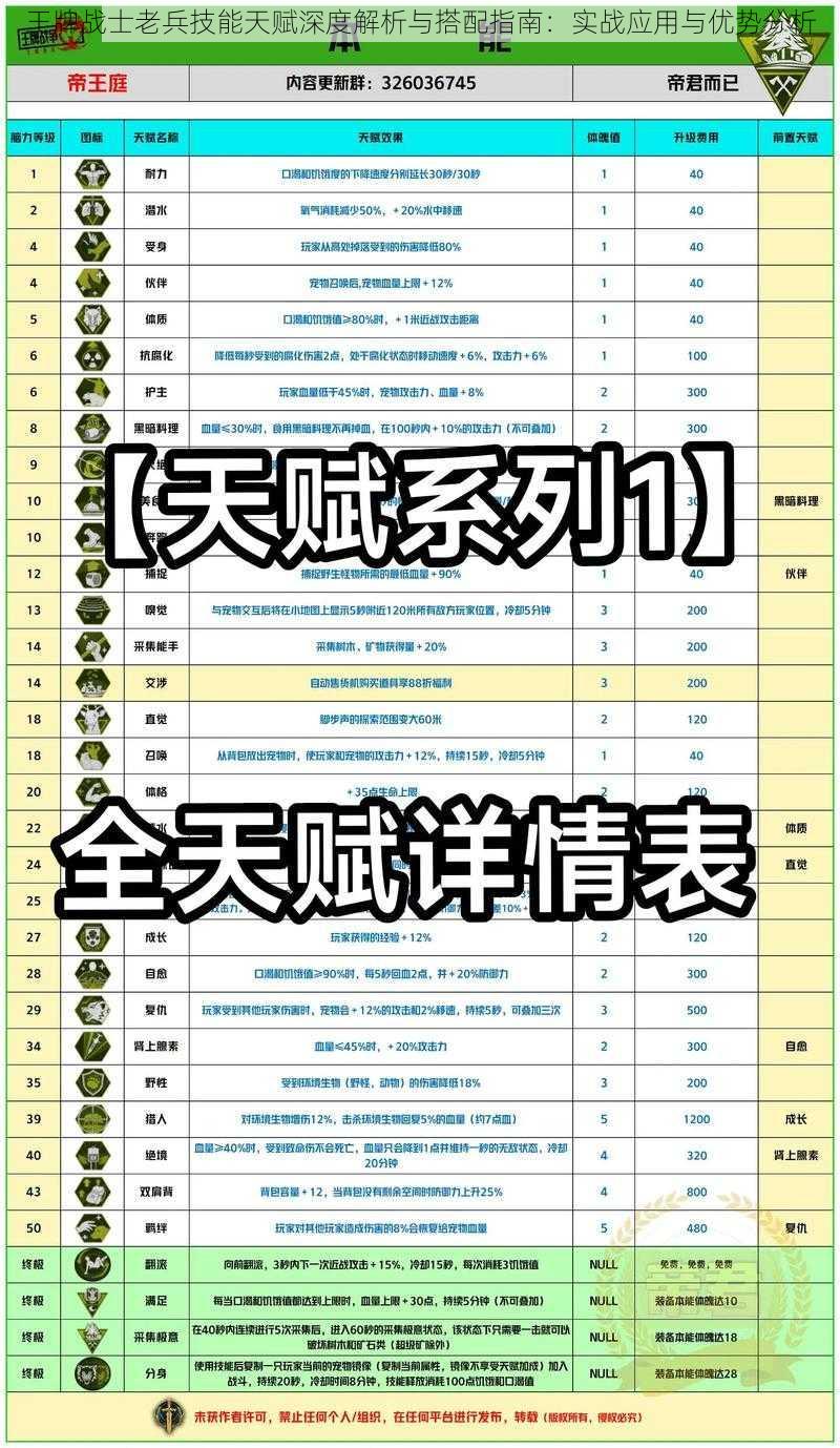 王牌战士老兵技能天赋深度解析与搭配指南：实战应用与优势分析