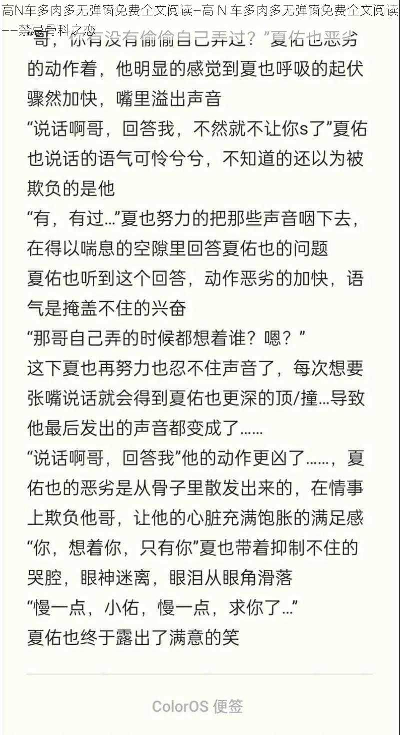 高N车多肉多无弹窗免费全文阅读—高 N 车多肉多无弹窗免费全文阅读——禁忌骨科之恋