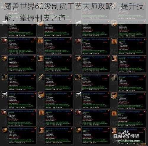 魔兽世界60级制皮工艺大师攻略：提升技能，掌握制皮之道