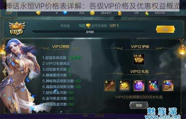 神话永恒VIP价格表详解：各级VIP价格及优惠权益概览