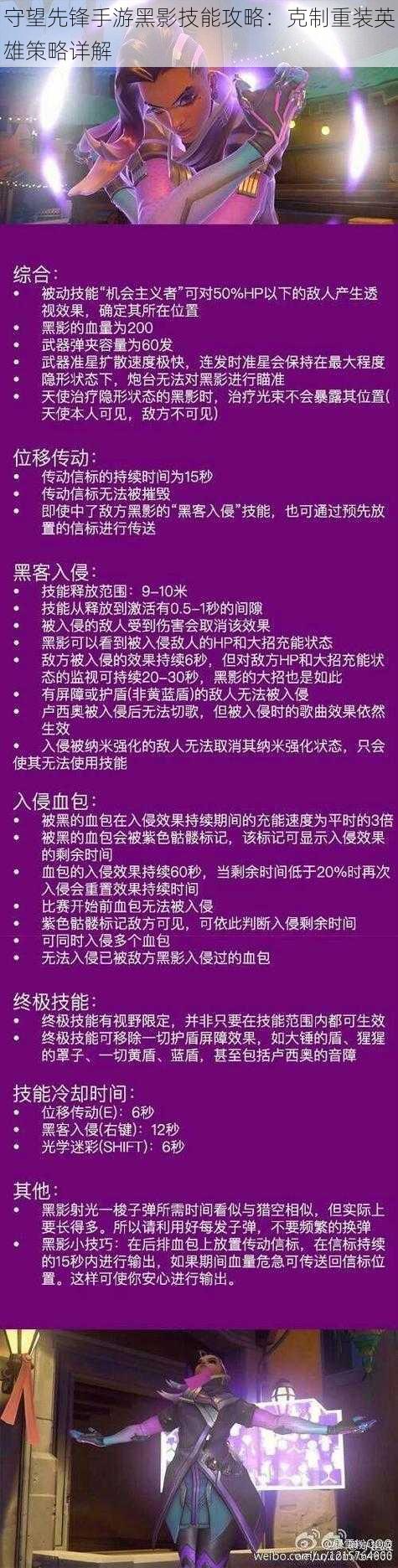 守望先锋手游黑影技能攻略：克制重装英雄策略详解