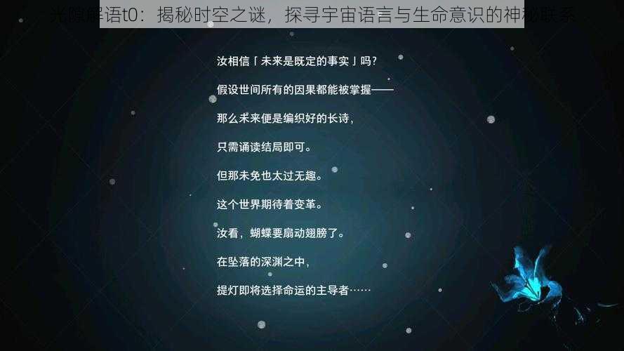 光隙解语t0：揭秘时空之谜，探寻宇宙语言与生命意识的神秘联系