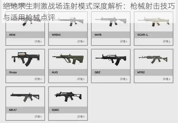 绝地求生刺激战场连射模式深度解析：枪械射击技巧与适用枪械点评