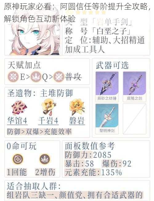 原神玩家必看:阿圆信任等阶提升全攻略,解锁角色互动新体验